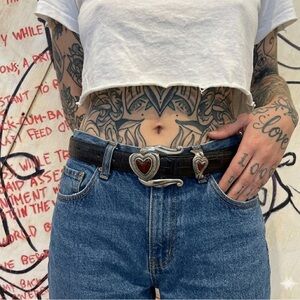 Vintage Brighton Western Heart Buckle Leather Belt